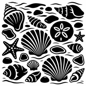 Collection of varied seashells arranged together as coastal treasures.
