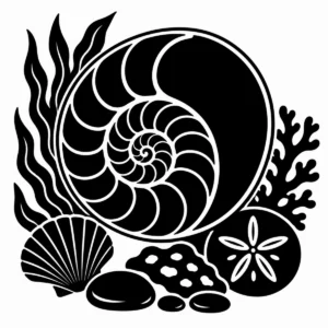 Large nautilus shell showing its distinctive spiral form.