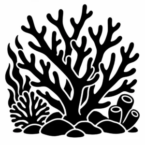 Bold monochrome staghorn coral with chunky antler-like branches.