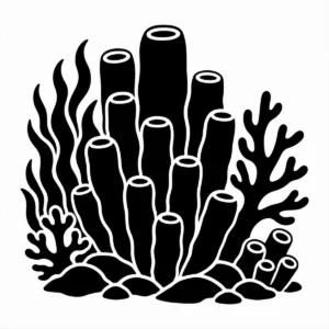 Bold monochrome pillar coral rising in strong vertical tower-like forms.
