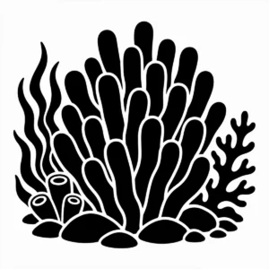 Bold monochrome finger coral with chunky rounded branches.
