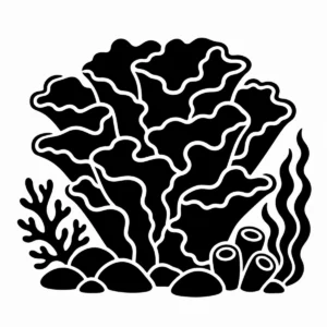 Bold monochrome lettuce coral with broad folded leaf-like forms.