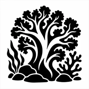 Bold monochrome soft coral with rounded flowing reef forms.