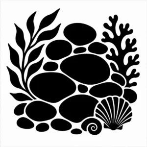 Monochrome collection of smooth pebbles in varied rounded shapes.