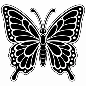 Symmetrical butterfly stencil with bold patterned wings.
