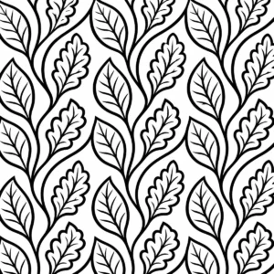 Rows of leaves alternating direction in a calm repeating botanical pattern.