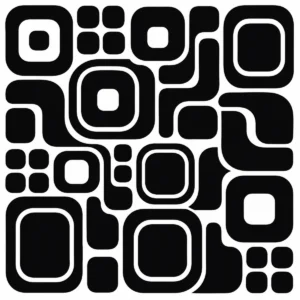 Rounded squares, rectangles and circles interlocking in a playful geometric pattern.