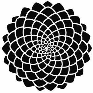 Pine cone scales spiralling tightly around a central point.