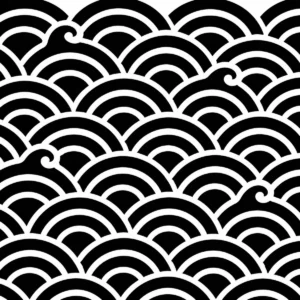 Repeating curved waves forming a rhythmic Japanese-inspired pattern.