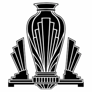 Tall decorative Art Deco vase with symmetrical geometric side forms.