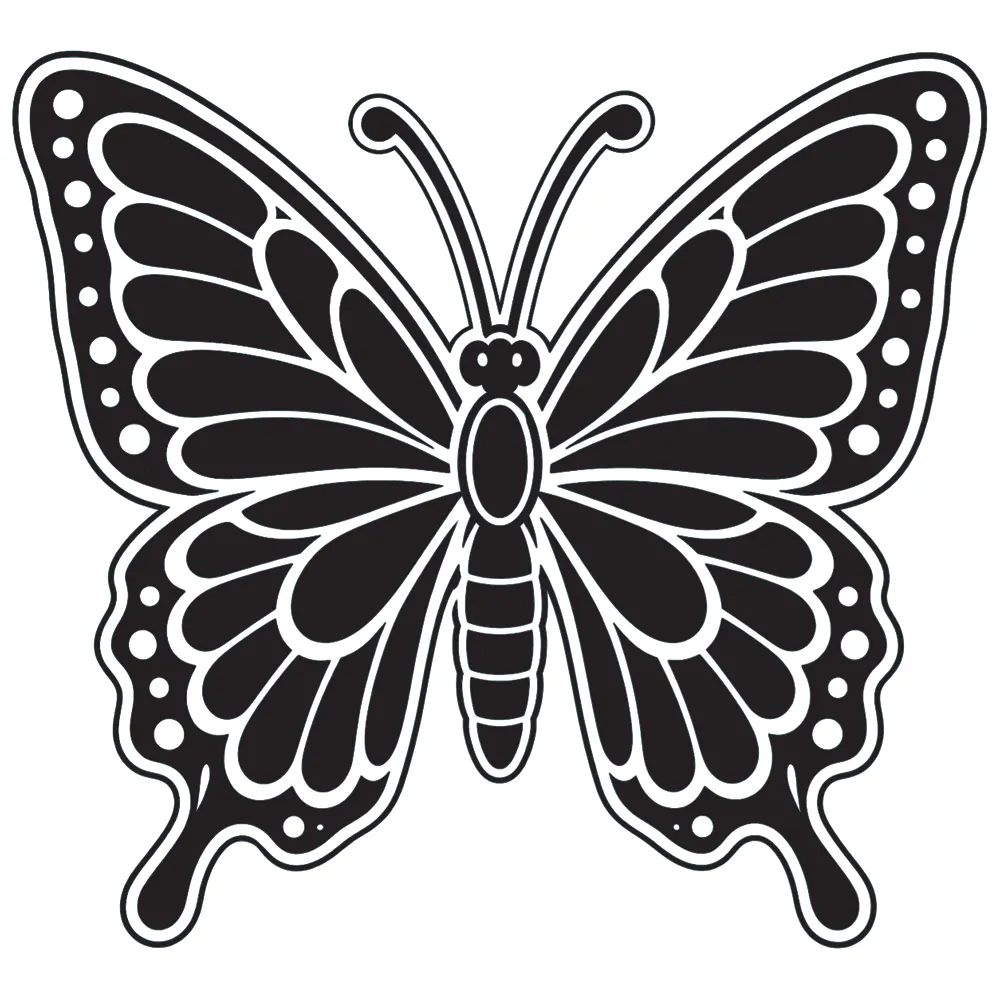 A coloured-in image of a Butterfly Stencil