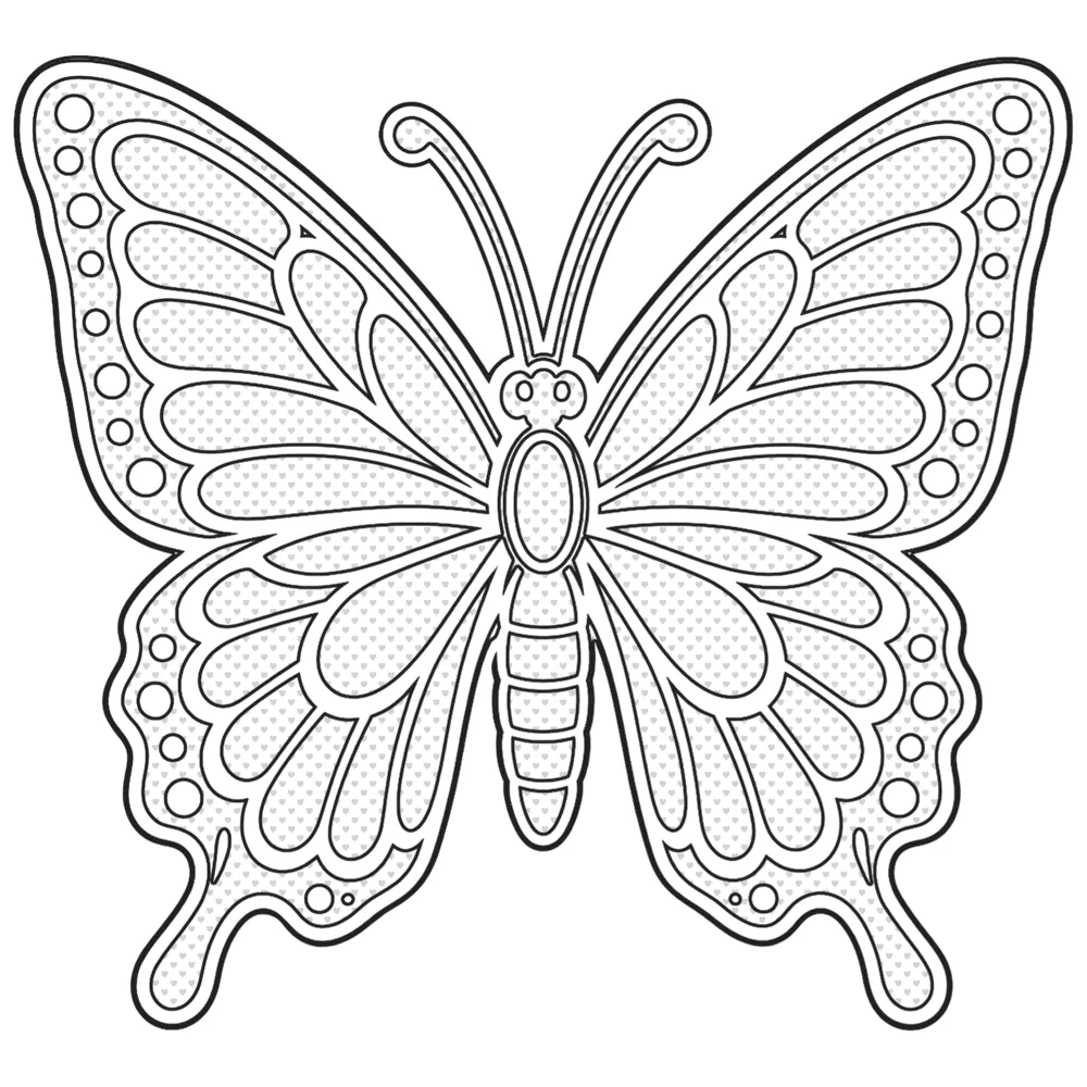 An unoloured image of a Butterfly Stencil