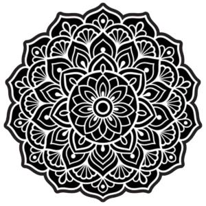 Detailed floral mandala with concentric layers of radiating petals.