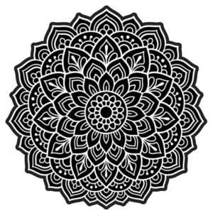 Intricate blossom mandala with densely layered floral petals.