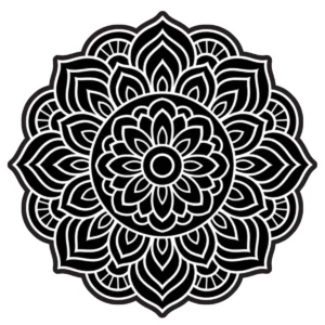 Layered blossom mandala with concentric floral shapes.