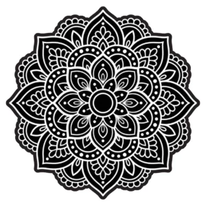 Ornate floral mandala with elaborate repeating petals.