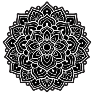 Elaborate floral mandala with dense ornamental layers and petals.